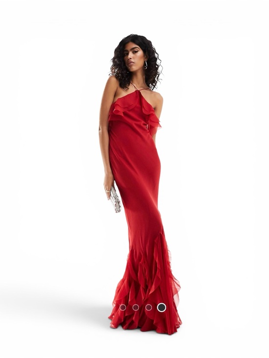 ASOS Dresses & Skirts - NWT ✨ ASOS Design Red Ruffle One-Shoulder Evening Gown